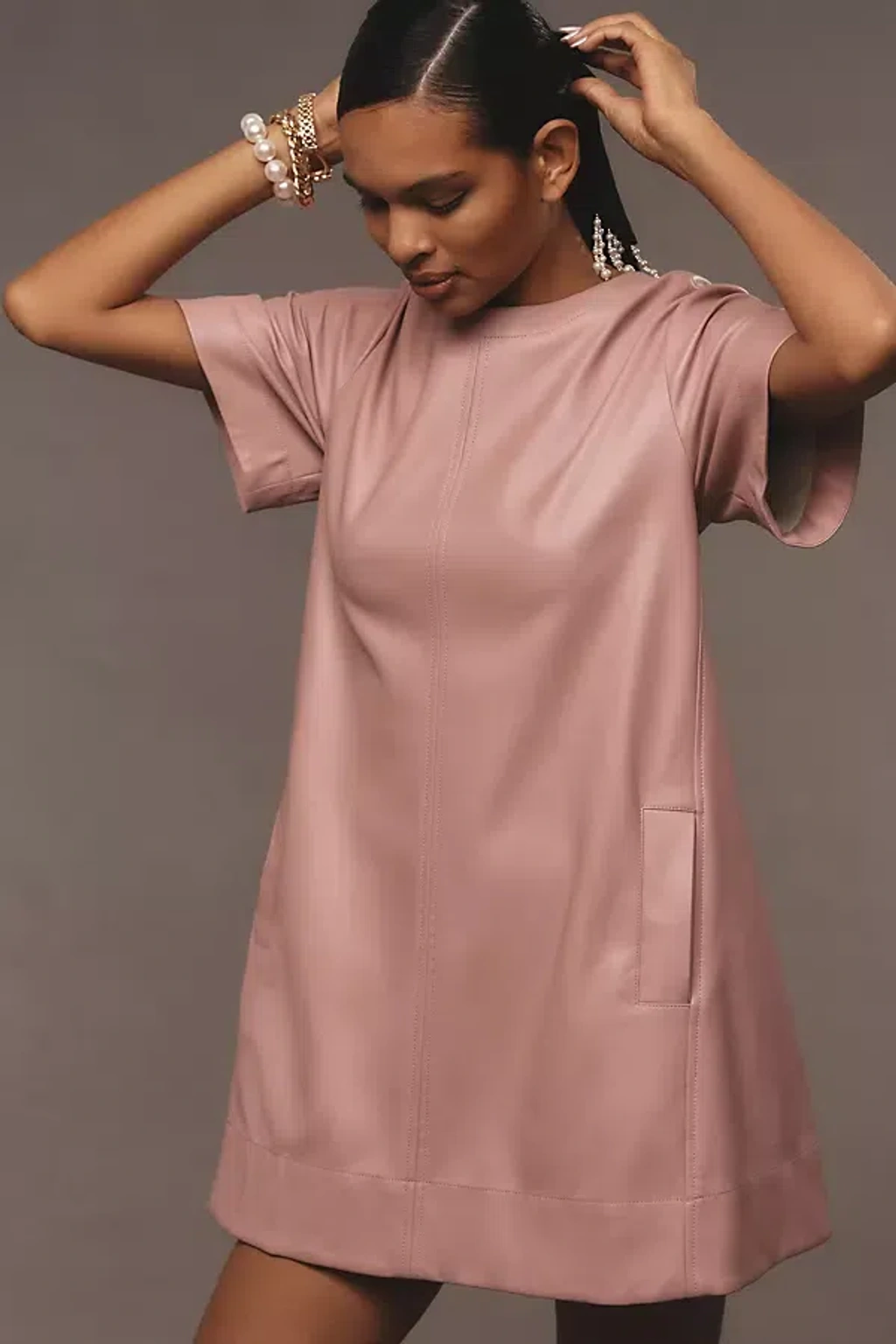 maeve short-sleeve crew-neck swing mini dress Maeve Short-Sleeve Crew Neck Swing Mini Dress