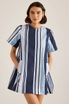 Maeve Short-sleeve Crew-neck Swing Mini Dress In Blue