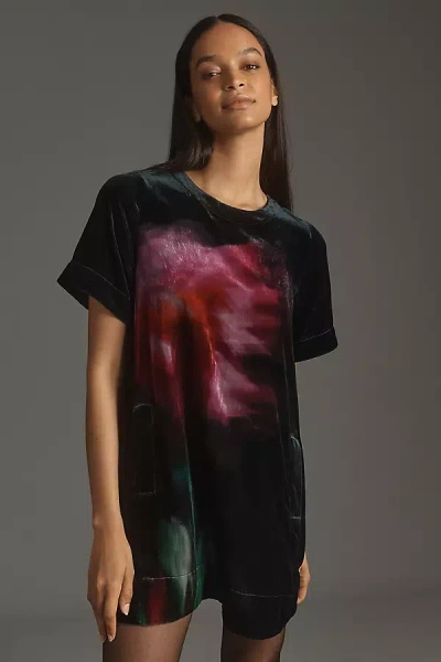 Maeve Short-sleeve Crewneck Swing Mini Dress In Multicolor
