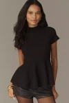 Maeve Short-sleeve Hourglass Knit Top In Black