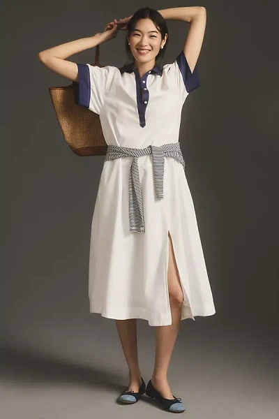 Maeve Short-sleeve Midi Shirt Dress In White