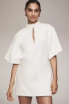 Maeve Short-sleeve Mock-neck Shift Mini Dress In White