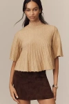 Maeve Short-sleeve Mock-neck Swing Sweater In Neutral