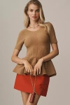 Maeve Short-sleeve Peplum Sweater In Neutral