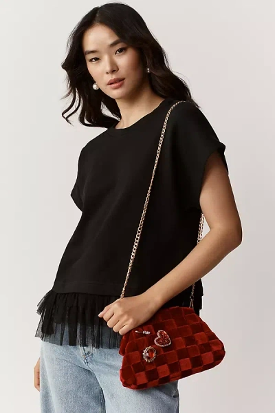 Maeve Short-sleeve Ruffle-trim Oversized Top In Black