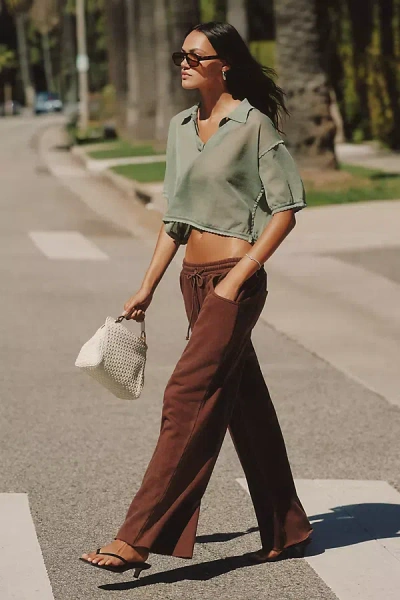 Maeve Short Sleeve Sheer Pullover In Green