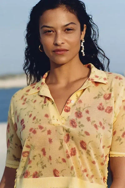 Maeve Short Sleeve Sheer Pullover In Yellow