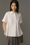 Maeve Short-sleeve Swing Shirt Top In White
