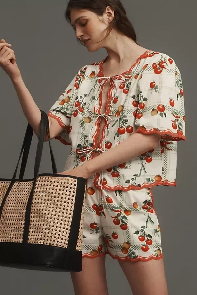 Maeve Short-sleeve Tie-front Blouse In White
