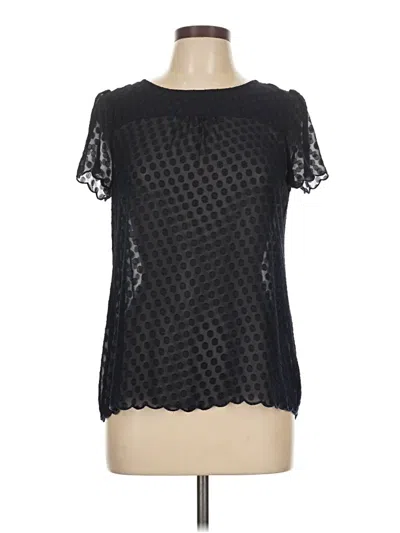 Pre-owned Maeve Short Sleeve Top Black Keyhole Neckline Tops