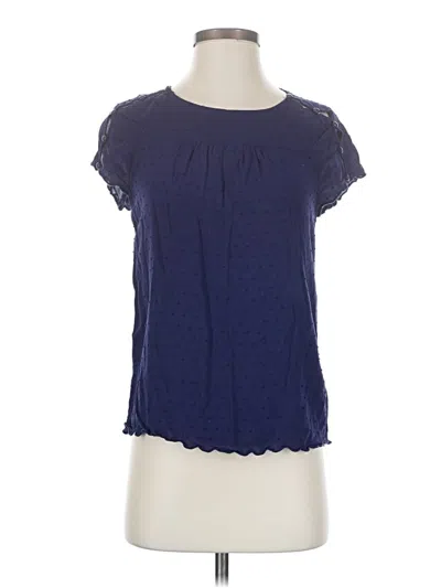 Pre-owned Maeve Short Sleeve Top Blue Keyhole Neckline Tops