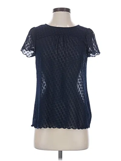 Pre-owned Maeve Short Sleeve Top Blue Keyhole Neckline Tops