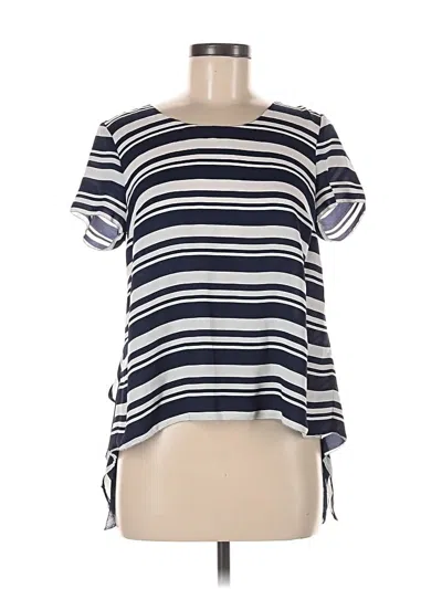 Pre-owned Maeve Short Sleeve Top Blue Scoop Neck Tops