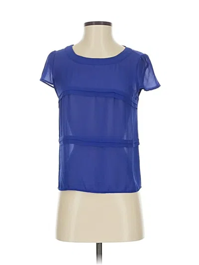 Pre-owned Maeve Short Sleeve Top Blue Square Neckline Tops