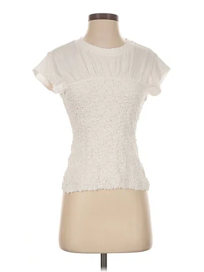 Pre-owned Maeve Short Sleeve Top Ivory Ruffles Neckline Tops