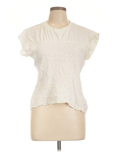 Pre-owned Maeve Short Sleeve Top Ivory Ruffles Neckline Tops