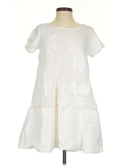 Pre-owned Maeve Short Sleeve Top Ivory Square Neckline Tops