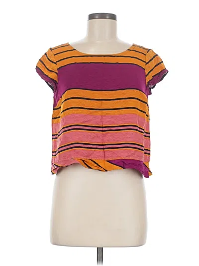 Pre-owned Maeve Short Sleeve Top Purple Scoop Neck Tops