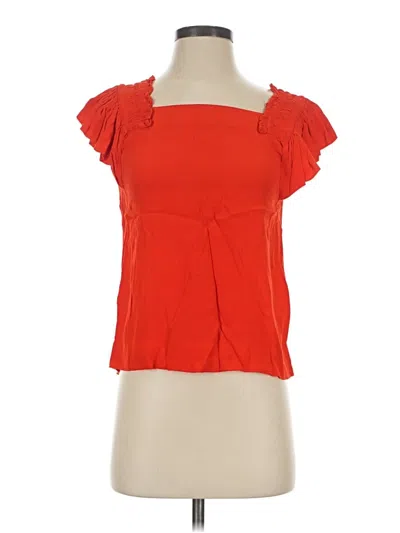 Pre-owned Maeve Short Sleeve Top Red Square Neckline Tops