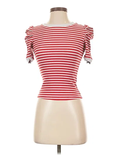 Pre-owned Maeve Short Sleeve Top Red Sweetheart Neckline Tops