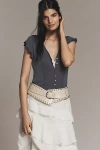 Maeve Short-sleeve V-neck Button-front Top In Gray