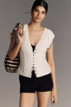 Maeve Short-sleeve V-neck Button-front Top