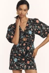 Maeve Short-sleeve V-neck Cotton Mini Dress In Multicolor