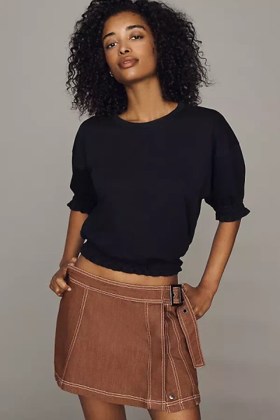 Maeve Short-sleeve Bubble Sweatshirt In Black