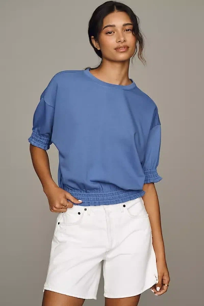 Maeve Short-sleeve Bubble Sweatshirt In Blue