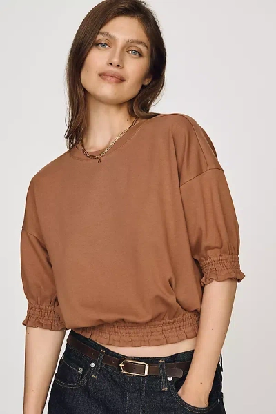 Maeve Short-sleeve Bubble Sweatshirt In Brown