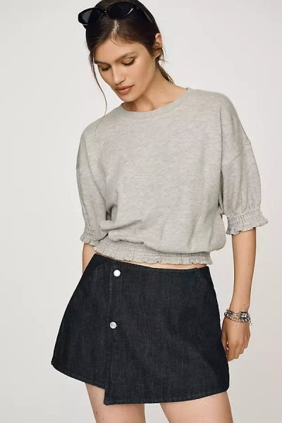Maeve Short-sleeve Bubble Sweatshirt In Gray