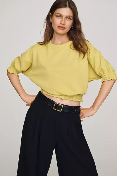 Maeve Short-sleeve Bubble Sweatshirt In Yellow