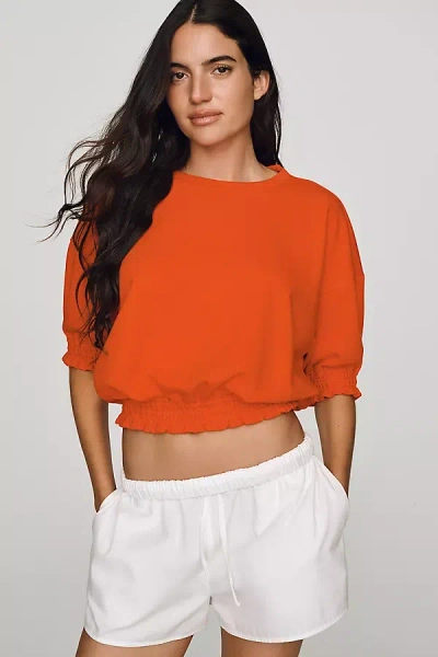 Maeve Short-sleeve Bubble Sweatshirt In Red
