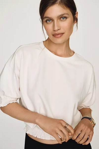 Maeve Short-sleeve Bubble Sweatshirt In White