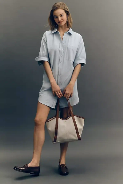 Maeve Short-sleeve Logo Shirt Dress In Blue