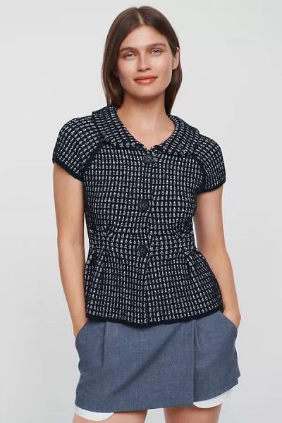 Maeve Short-sleeve Peplum Sweater In Black