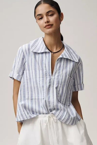 Maeve Short-sleeve Swing Buttondown Top In Multi