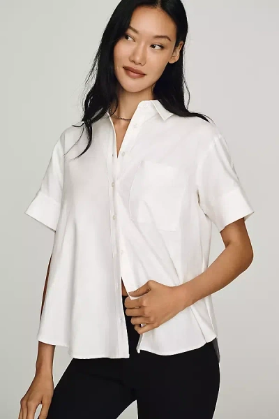 Maeve Short-sleeve Yoke Shirt Top In White
