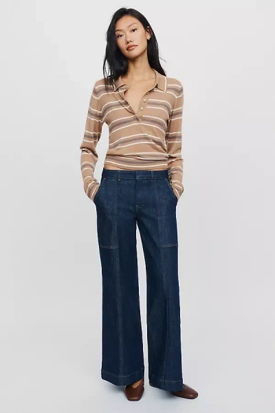 Maeve Shrunk Trunk Low-rise Relaxed Flare Jeans In Dark Wash