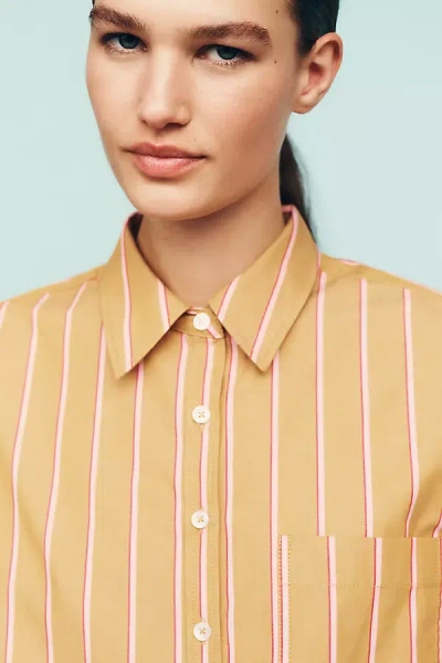Maeve Shrunken Bennet Button Down Shirt By  Top In Orange