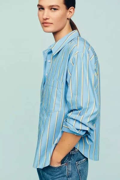 Maeve Shrunken Bennet Button Down Shirt By  Top In Blue