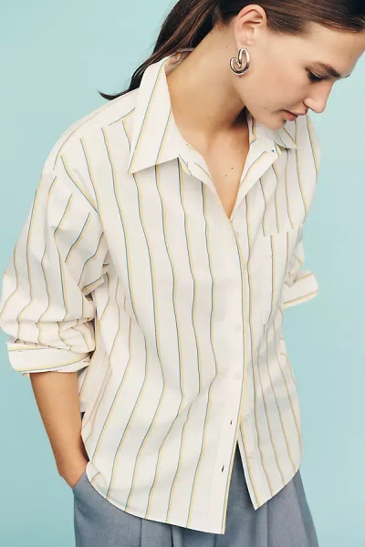 Maeve Shrunken Bennet Button Down Shirt By  Top In White