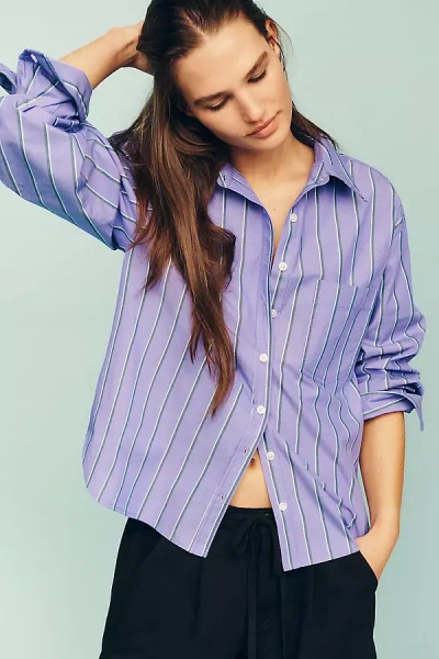 Maeve Shrunken Bennet Button Down Shirt By  Top In Purple