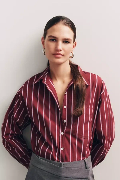 Maeve Shrunken Bennet Button Down Shirt By  Top In Red