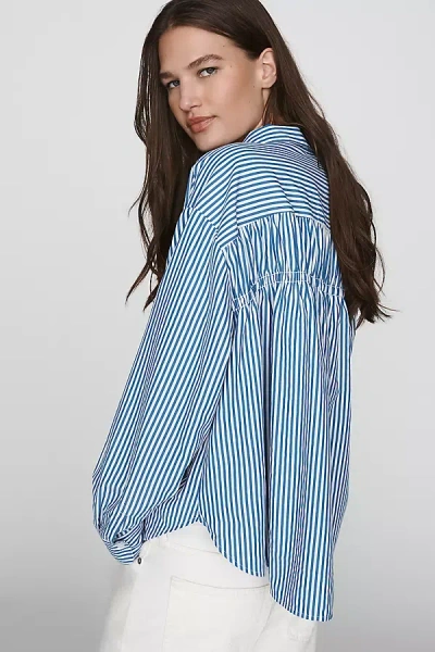 Maeve Shrunken Bennet Buttondown Shirt In Blue