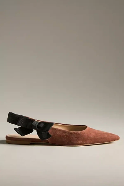 Maeve Side-bow Slingback Flats In Brown