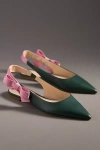 Maeve Side-bow Slingback Flats In Green