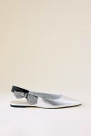 Maeve Side-bow Slingback Flats In Silver