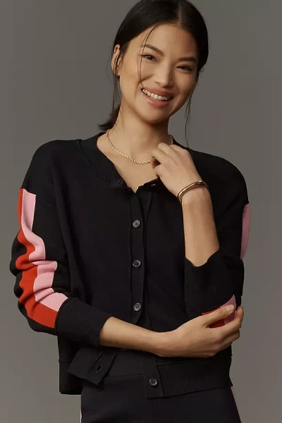 Maeve Side-stripe Cardigan Sweater In Blue