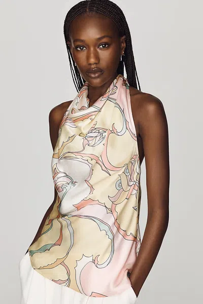Maeve Silken Cowl Neck Top In Multi